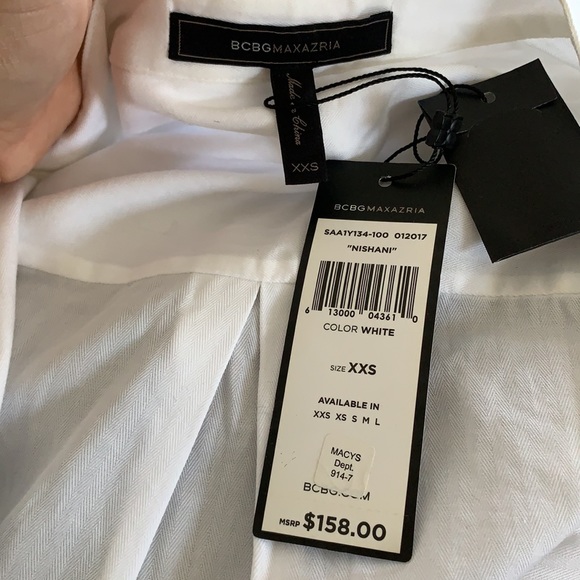 BCBG MaxAzria Nishani Cold Shoulder Bib Collar Button Down Long Sleeve Shirt - Picture 12 of 13